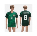 Mexico #8 H.Lozano Green Training Soccer Country Jersey