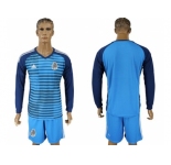 Mexico Blank Blue Long Sleeves Goalkeeper Soccer Country Jersey