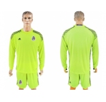 Mexico Blank Shiny Green Long Sleeves Goalkeeper Soccer Country Jersey