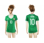 Women's Mexico #10 Corona Home Soccer Country Jersey