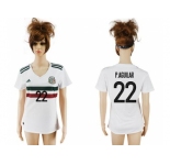 Women's Mexico #22 P.Aguilar Away Soccer Country Jersey