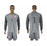 Poland #1 Szczesny Grey Goalkeeper Long Sleeves Soccer Country Jersey