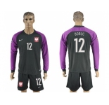Poland #12 Boruc Black Goalkeeper Long Sleeves Soccer Country Jersey