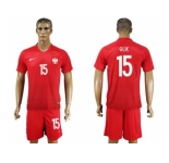 Poland #15 Glik Away Soccer Country Jersey