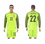Poland #22 Fibianshi Green Long Sleeves Goalkeeper Soccer Country Jersey