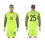 Poland #25 Tyton Green Long Sleeves Goalkeeper Soccer Country Jersey