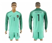 Portugal #1 Patricio Away Long Sleeves Soccer Country Jersey