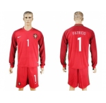 Portugal #1 Patricio Home Long Sleeves Soccer Country Jersey