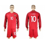 Portugal #10 Danny Home Long Sleeves Soccer Country Jersey1