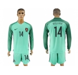 Portugal #14 William Away Long Sleeves Soccer Country Jersey