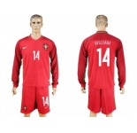 Portugal #14 William Home Long Sleeves Soccer Country Jersey