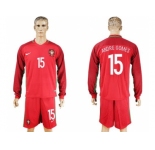 Portugal #15 Andre Gomes Home Long Sleeves Soccer Country Jersey