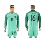 Portugal #16 J.Mario Away Long Sleeves Soccer Country Jersey