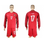 Portugal #17 Nani Home Long Sleeves Soccer Country Jersey1