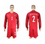 Portugal #2 Bruno Alves Home Long Sleeves Soccer Country Jersey