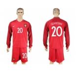 Portugal #20 Quaresma Home Long Sleeves Soccer Country Jersey1