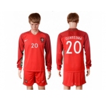 Portugal #20 Quaresma Home Long Sleeves Soccer Country Jersey