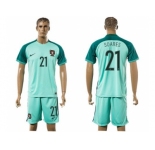 Portugal #21 Soares Away Soccer Country Jersey