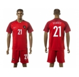 Portugal #21 Soares Home Soccer Country Jersey