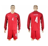 Portugal #4 Miguel Home Long Sleeves Soccer Country Jersey1
