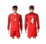 Portugal #4 Miguel Home Long Sleeves Soccer Country Jersey