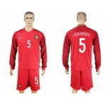 Portugal #5 Guerreiro Home Long Sleeves Soccer Country Jersey