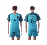 Portugal #6 Carvalho Away Soccer Country Jersey1