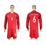 Portugal #6 Carvalho Home Long Sleeves Soccer Country Jersey1