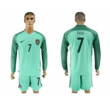 Portugal #7 Figo Away Long Sleeves Soccer Country Jersey