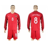 Portugal #8 J.Moutinho Home Long Sleeves Soccer Country Jersey1
