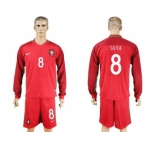 Portugal #8 Silva Home Long Sleeves Soccer Country Jersey