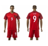 Portugal #9 Eser Home Soccer Country Jersey