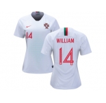 Women Portugal #14 William Away Soccer Country Jerseys