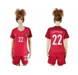 Women Portugal #22 Carvalho Home Soccer Country Jersey