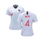 Women Portugal #4 Neto Away Soccer Country Jersey