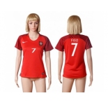 Women Portugal #7 Figo Home Soccer Country Jersey1