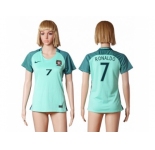 Women Portugal #7 Ronaldo Away Soccer Country Jersey1