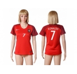 Women Portugal #7 Ronaldo Home Soccer Country Jersey1