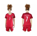 Women Portugal #7 Ronaldo Home Soccer Country Jersey