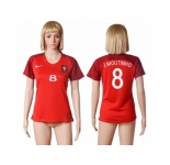Women Portugal #8 J.Moutinho Home Soccer Country Jersey1