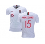 Portugal #15 Andre Gomes Away Kid Soccer Country Jersey