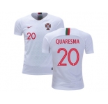 Portugal #20 Quaresma Away Kid Soccer Country Jersey
