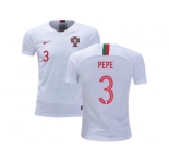 Portugal #3 Pepe Away Kid Soccer Country Jersey