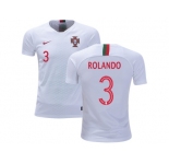 Portugal #3 Rolando Away Kid Soccer Country Jersey