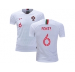 Portugal #6 Fonte Away Kid Soccer Country Jersey