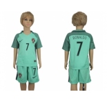 Portugal #7 Ronaldo Away Kid Soccer Country Jersey1