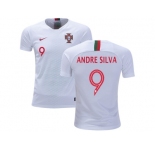 Portugal #9 Andre Silva Away Kid Soccer Country Jersey