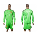Russia #1 Akinfeev Green Goalkeeper Long Sleeves Soccer Country Jersey