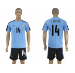 Uruguay #14 Lodeiro Home Soccer Country Jersey
