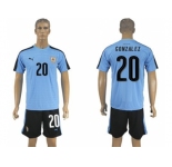 Uruguay #20 Gonzalez Home Soccer Country Jersey